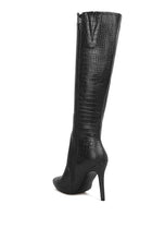 Load image into Gallery viewer, Indulgent High Heeled Croc Calf Boots