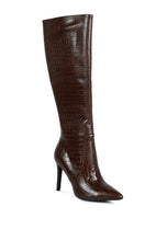 Load image into Gallery viewer, Indulgent High Heeled Croc Calf Boots