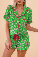 Load image into Gallery viewer, Christmas Candy Cane Print Knotted Pajama Set