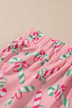 Load image into Gallery viewer, Christmas Candy Cane Print Knotted Pajama Set