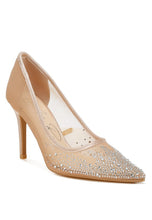 Load image into Gallery viewer, High Ball Mesh Rhinestone Stiletto Pumps
