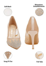 Load image into Gallery viewer, High Ball Mesh Rhinestone Stiletto Pumps
