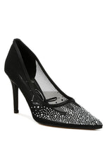 Load image into Gallery viewer, High Ball Mesh Rhinestone Stiletto Pumps