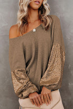 Load image into Gallery viewer, Sequin Waffle-Knit Blouse