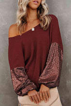 Load image into Gallery viewer, Sequin Waffle-Knit Blouse