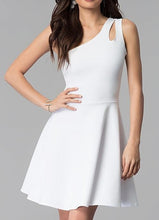 Load image into Gallery viewer, ONE SHOULDER DRESS WITH TEARDROP CUTOUT
