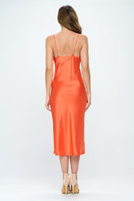 Load image into Gallery viewer, Satin Bias Slip Dress with Slit
