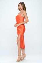 Load image into Gallery viewer, Satin Bias Slip Dress with Slit
