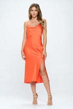 Load image into Gallery viewer, Satin Bias Slip Dress with Slit
