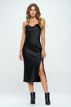 Load image into Gallery viewer, Satin Bias Slip Dress with Slit
