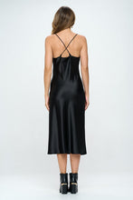 Load image into Gallery viewer, Satin Bias Slip Dress with Slit
