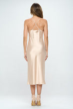 Load image into Gallery viewer, Satin Bias Slip Dress with Slit
