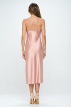 Load image into Gallery viewer, Satin Bias Slip Dress with Slit
