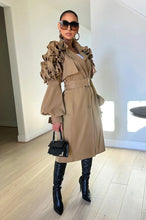 Load image into Gallery viewer, ATHINA FALL TRANSTION FLORAL SLEEVE TRENCH COAT
