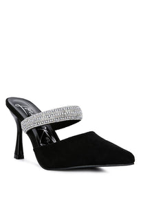 Fauci Diamante Strap Heeled Mules