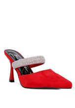 Load image into Gallery viewer, Fauci Diamante Strap Heeled Mules
