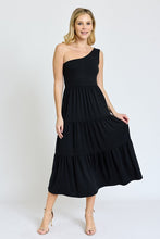 Load image into Gallery viewer, One Shoulder Ruffle Midi Dress
