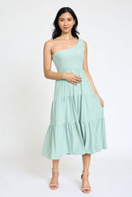 Load image into Gallery viewer, One Shoulder Ruffle Midi Dress
