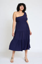 Load image into Gallery viewer, One Shoulder Ruffle Midi Dress
