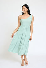 Load image into Gallery viewer, One Shoulder Ruffle Midi Dress
