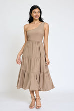 Load image into Gallery viewer, One Shoulder Ruffle Midi Dress
