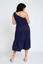 Load image into Gallery viewer, One Shoulder Ruffle Midi Dress
