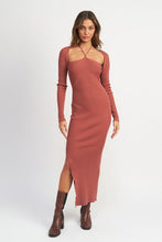 Load image into Gallery viewer, HALTER NECK MAXI DRESS WITH SLIT
