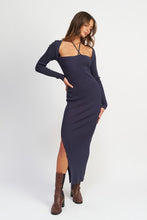 Load image into Gallery viewer, HALTER NECK MAXI DRESS WITH SLIT
