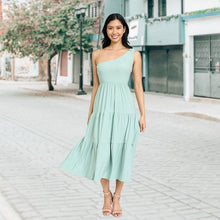 Load image into Gallery viewer, One Shoulder Ruffle Midi Dress
