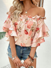 Load image into Gallery viewer, Floral off shoulder blouse
