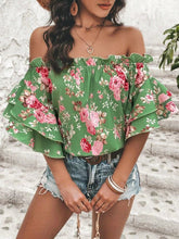 Load image into Gallery viewer, Floral off shoulder blouse
