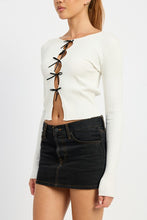 Load image into Gallery viewer, LONG SLEEVE RIBBED TOP WITH BOW DETAIL
