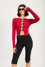 Load image into Gallery viewer, LONG SLEEVE RIBBED TOP WITH BOW DETAIL
