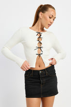 Load image into Gallery viewer, LONG SLEEVE RIBBED TOP WITH BOW DETAIL
