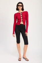 Load image into Gallery viewer, LONG SLEEVE RIBBED TOP WITH BOW DETAIL
