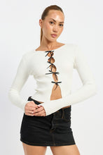 Load image into Gallery viewer, LONG SLEEVE RIBBED TOP WITH BOW DETAIL
