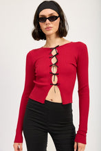 Load image into Gallery viewer, LONG SLEEVE RIBBED TOP WITH BOW DETAIL
