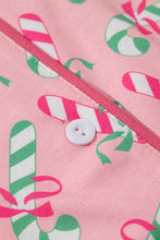 Load image into Gallery viewer, Christmas Candy Cane Print Knotted Pajama Set
