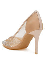 Load image into Gallery viewer, High Ball Mesh Rhinestone Stiletto Pumps
