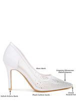 Load image into Gallery viewer, High Ball Mesh Rhinestone Stiletto Pumps
