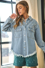 Load image into Gallery viewer, Women Button Down Denim Blouse
