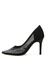 Load image into Gallery viewer, High Ball Mesh Rhinestone Stiletto Pumps
