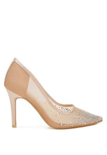 Load image into Gallery viewer, High Ball Mesh Rhinestone Stiletto Pumps
