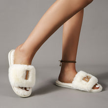 Load image into Gallery viewer, Faux Fur Open Toe Slippers
